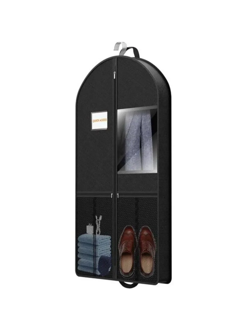 Men Suit Garment Bag Travel Foldable Clothes Coat Jacket Tuxedo Shirt Black